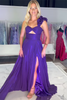 Load image into Gallery viewer, Purple One Shoulder Cut Out A-Line Formal Dress with Slit