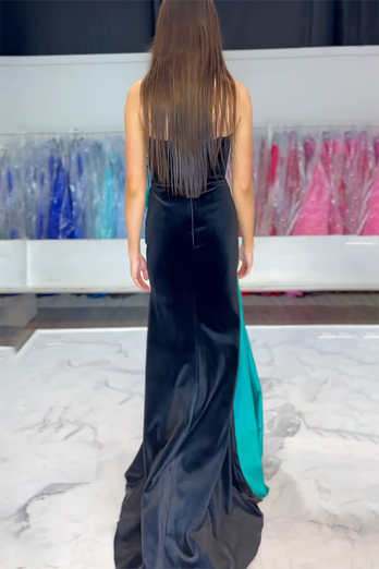 Black Velvet Sweetheart Mermaid Long Formal Dress with Slit