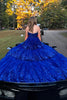 Load image into Gallery viewer, Sparkly Fuchsia Sequin Tiered Long Corset Formal Dress with Appliques