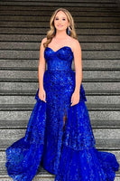 Load image into Gallery viewer, Sparkly Fuchsia Sequin Tiered Long Corset Formal Dress with Appliques