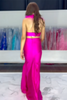 Load image into Gallery viewer, Red Two Piece Satin Long Formal Dress with Feathers