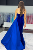 Load image into Gallery viewer, Royal Blue Velvet Strapless Mermaid Long Formal Dress with Side Cape