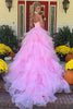 Load image into Gallery viewer, Pink A Line Tulle Long Formal Dress with Ruffles