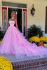 Load image into Gallery viewer, Pink A Line Tulle Long Formal Dress with Ruffles
