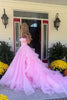 Load image into Gallery viewer, Pink A Line Tulle Long Formal Dress with Ruffles
