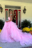 Load image into Gallery viewer, Pink A Line Tulle Long Formal Dress with Ruffles