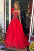 Load image into Gallery viewer, Sparkly Red Long A Line Formal Dress with Beading