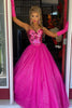 Load image into Gallery viewer, Sparkly Corset Fuchsia Tulle Glitter Formal Dress with Mirror