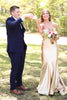 Load image into Gallery viewer, Sparkly Gold Satin Beaded Mermaid Long Formal Dress
