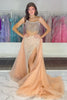 Load image into Gallery viewer, Sparkly Red Sheath Beaded Corset Formal Dress with Slit