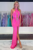 Load image into Gallery viewer, Fuchsia Cut Out Sheath Long Formal Dress with Slit
