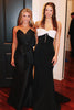 Load image into Gallery viewer, Black Sweetheart Satin Mermaid Formal Dress with Bow
