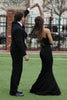 Load image into Gallery viewer, Black Mermaid Satin Long Formal Dress with Bow