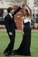 Load image into Gallery viewer, Black Mermaid Satin Long Formal Dress with Bow