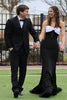Load image into Gallery viewer, Black Mermaid Satin Long Formal Dress with Bow