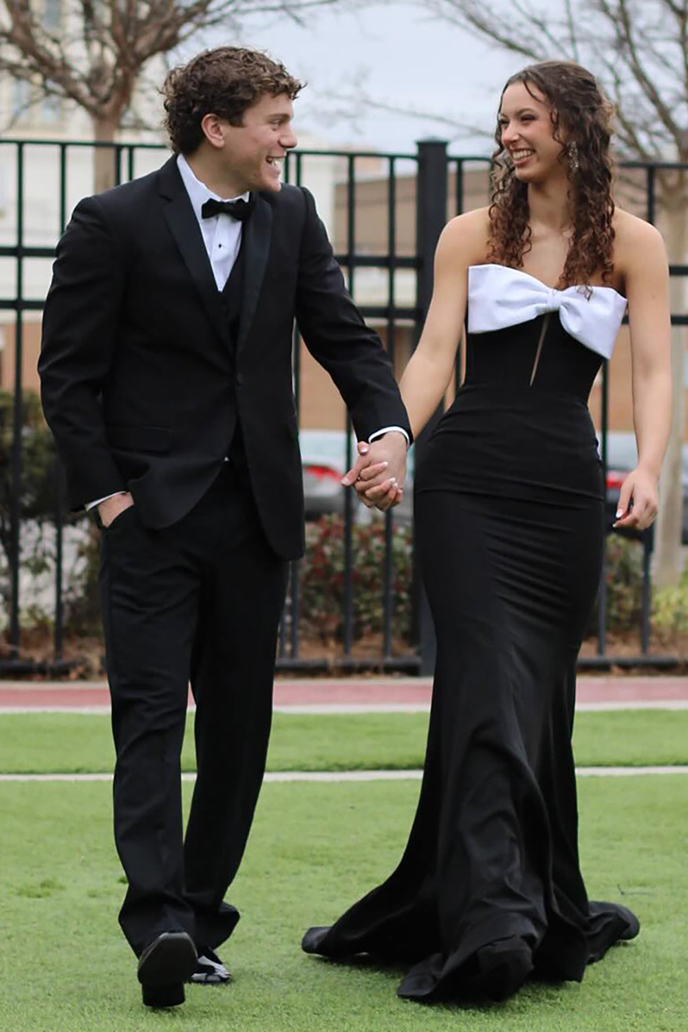 Black Mermaid Satin Long Formal Dress with Bow