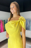Load image into Gallery viewer, Satin Yellow Formal Jumpsuit with Bow