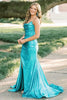 Load image into Gallery viewer, Sparkly Turquoise Mermaid Metallic Long Formal Dress with Slit