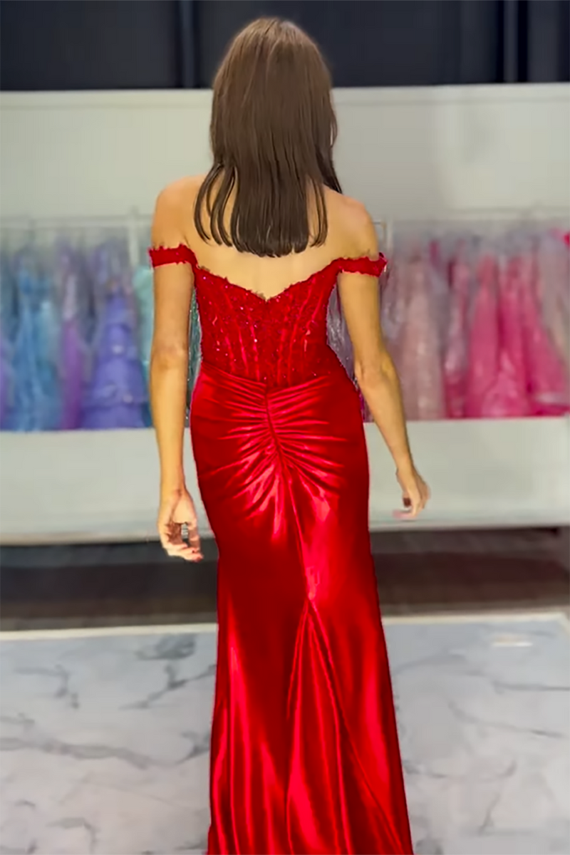 Load image into Gallery viewer, Corset Black Satin Mermaid Formal Dress with Appliques