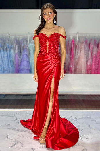 Corset Black Satin Mermaid Formal Dress with Appliques