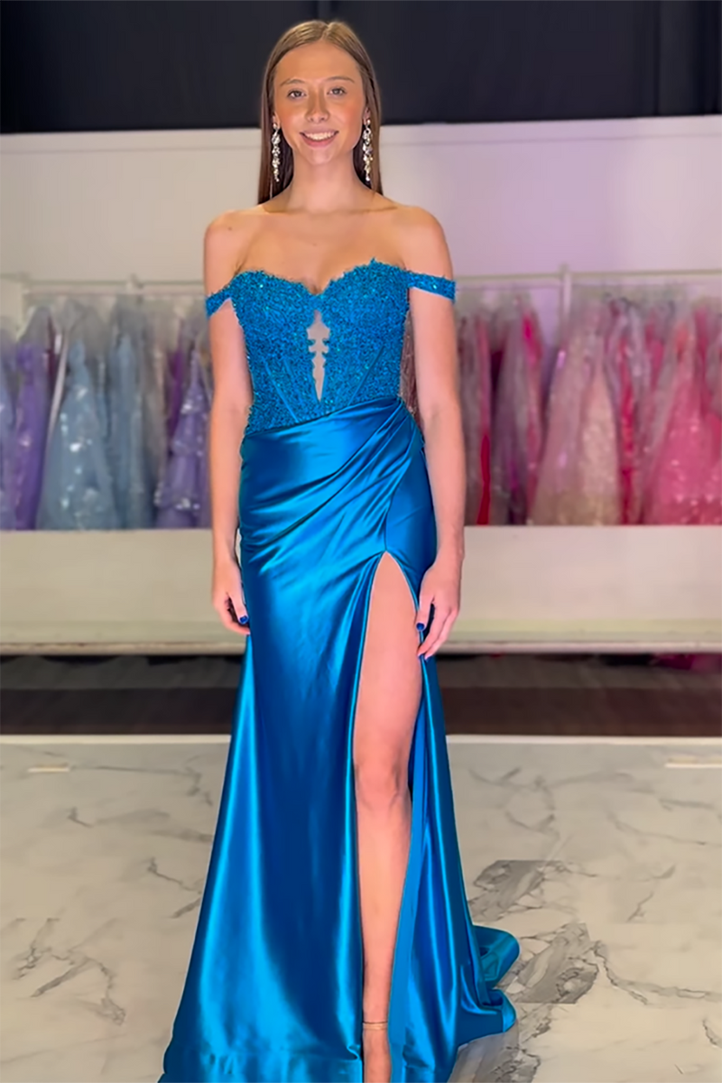 Load image into Gallery viewer, Corset Black Satin Mermaid Formal Dress with Appliques