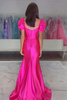 Load image into Gallery viewer, Fuchsia Corset Ruffled Satin Long Formal Dress with Slit