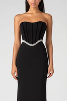 Load image into Gallery viewer, Black Mermaid Strapless Corset Long Formal Dress with Beading