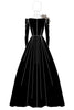 Load image into Gallery viewer, Black Satin Ball Gown Long Formal Dress with Long Sleeves