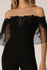 Load image into Gallery viewer, Black Chiffon Off the Shoulder Formal Jumpsuit