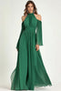Load image into Gallery viewer, Green Chiffon High Neck A Line Long Formal Dress