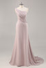 Load image into Gallery viewer, Khaki One Shouder Satin Ruched Mermaid Long Formal Dress