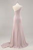 Load image into Gallery viewer, Khaki One Shouder Satin Ruched Mermaid Long Formal Dress