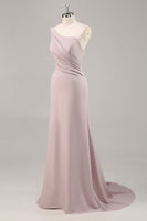 Load image into Gallery viewer, Khaki One Shouder Satin Ruched Mermaid Long Formal Dress