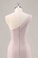 Load image into Gallery viewer, Khaki One Shouder Satin Ruched Mermaid Long Formal Dress