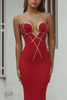 Load image into Gallery viewer, Luxury Red Strapless Mermaid Long Formal Dress with Beading