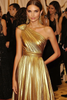 Load image into Gallery viewer, Golden Metallic Pleated One Shoulder A Line Long Formal Dress