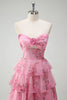 Load image into Gallery viewer, Blush Floral Princess Sweetheart Tiered Long Prom Dress