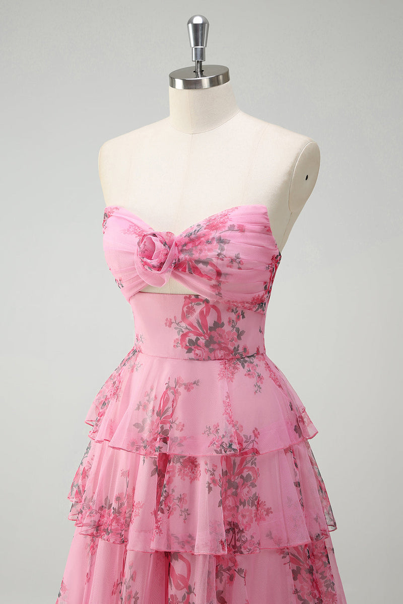 Load image into Gallery viewer, Blush Floral Princess Sweetheart Tiered Long Prom Dress