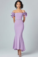 Load image into Gallery viewer, Lilac Mermaid Off The Shoulder Formal Dress with Ruffles