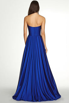 Royal Blue Sweetheart A Line Chiffon Long Formal Dress
