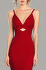 Load image into Gallery viewer, Red Spaghetti Straps Satin Mermaid Long Formal Dress