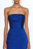 Load image into Gallery viewer, Royal Blue Satin Mermaid Strapless Long Formal Dress with Slit