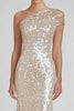 Load image into Gallery viewer, Sparkly Champagne Sequin Mermaid One Shoulder Formal Dress