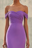 Load image into Gallery viewer, Purple Off the Shoulder Mermaid Ruched Long Formal Dress