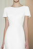 Load image into Gallery viewer, White Short Sleeves A-Line Midi Formal Dress
