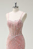 Load image into Gallery viewer, Sparkly Pink Mermaid Corset Long Formal Dress with Sequins