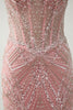 Load image into Gallery viewer, Sparkly Pink Mermaid Corset Long Formal Dress with Sequins