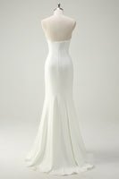 Load image into Gallery viewer, Sparkly White Floral Strapless Sequin Mermaid Long Formal Dress