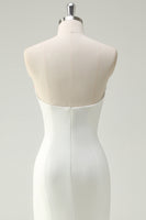 Load image into Gallery viewer, Sparkly White Floral Strapless Sequin Mermaid Long Formal Dress