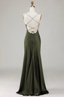 Load image into Gallery viewer, Simple A Line Lace-Up Back Burgundy Long Bridesmaid Dress with Criss Cross Back